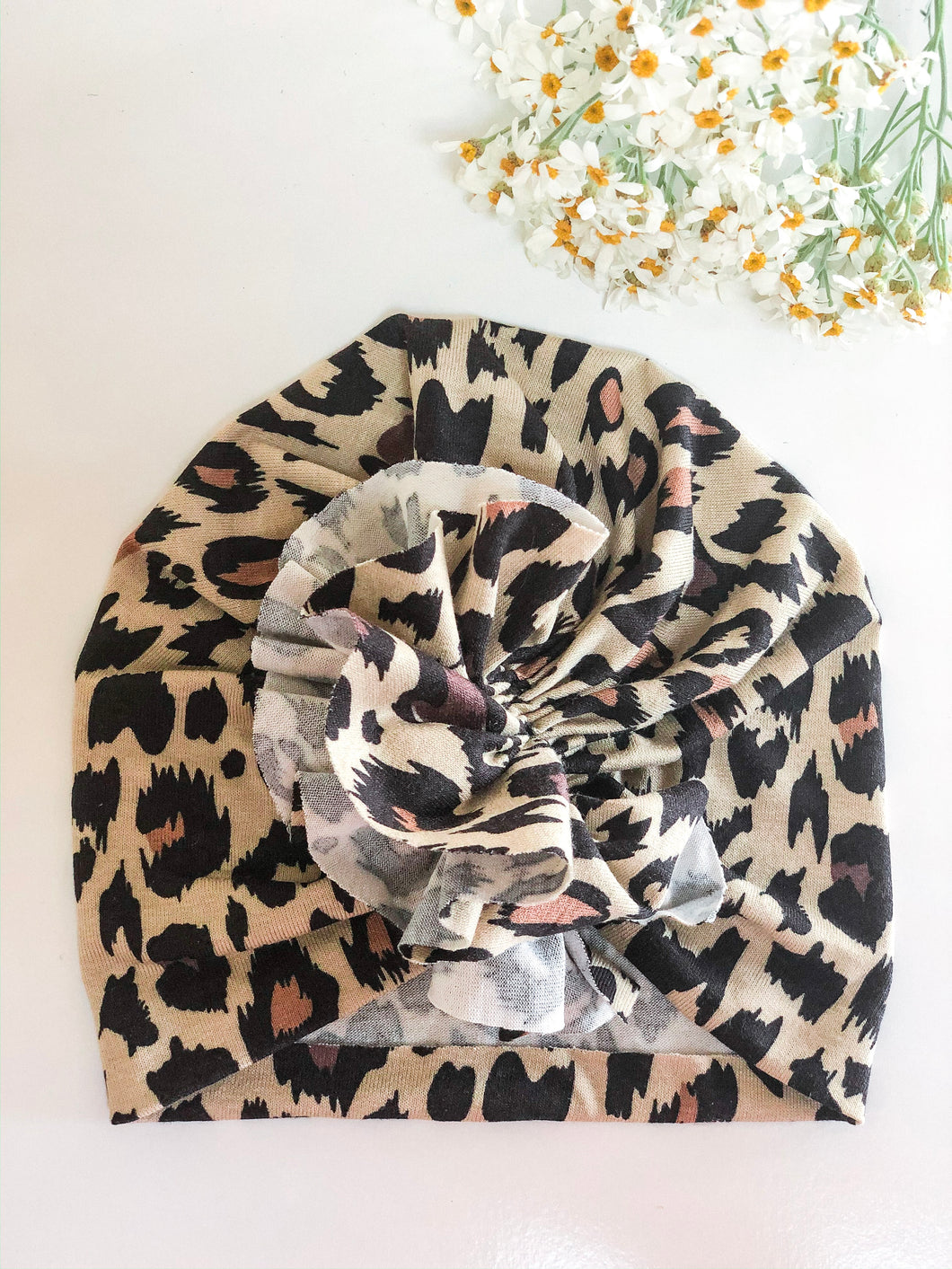 Raw Edge Ruffle Turban- Cheetah