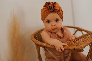 Raw Edge Ruffle Turban- Terracotta