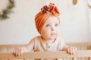 Raw Edge Ruffle Turban- Terracotta